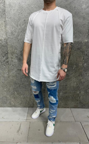 Tricou long fashion off white blk-003