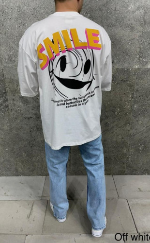 Tricou oversize smile off white aj-6262