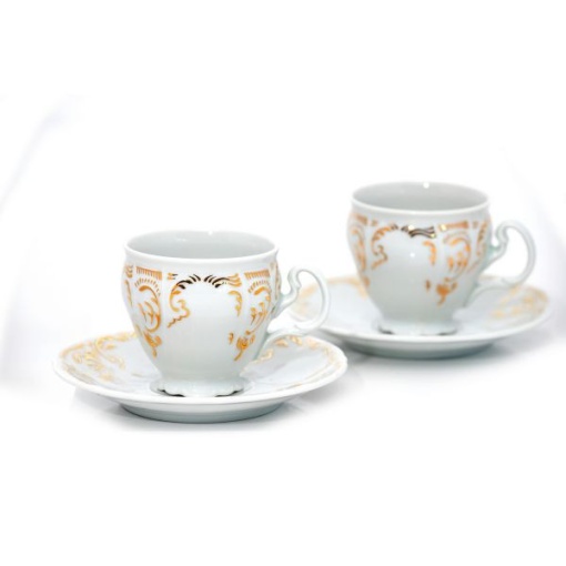 BERNADOTTE BAROC decor AUR Serviciu cafea portelan Bohemia 6 persoane 140 ml