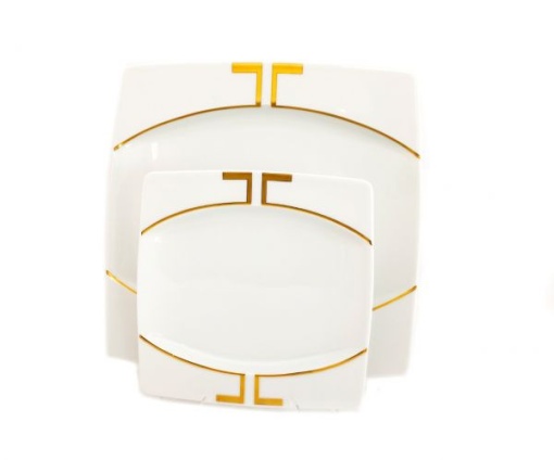 EYE model geometric decor AUR Serviciu de tort portelan Bohemia ( 7 piese )