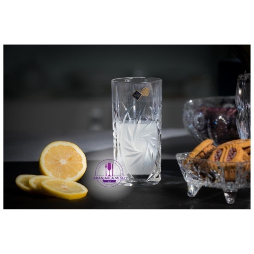 PINWHEEL Set 6 pahare cristal Bohemia apa/suc 370 ml