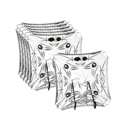 PINWHEEL - Set 6 platouri cristal Bohemia cu picioruse