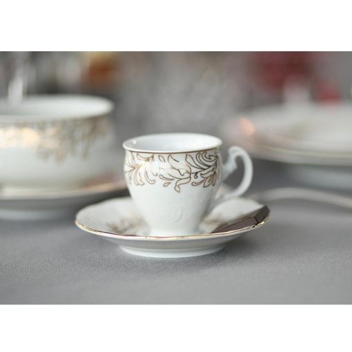 TULIP decor AUR Serviciu cafea portelan Bohemia 6 persoane 90 ml