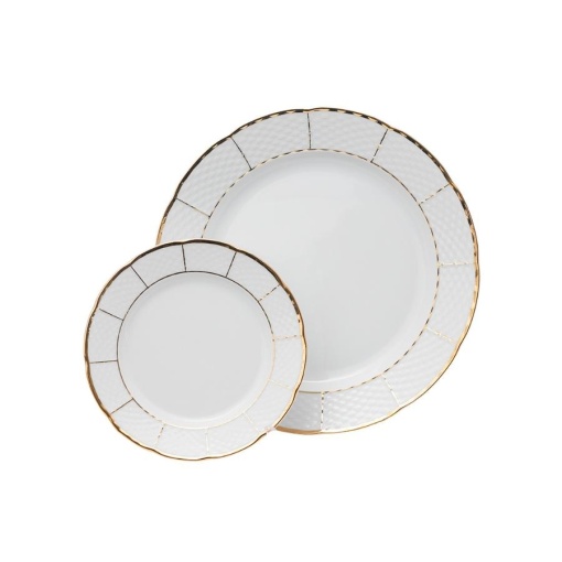 MENUET decor AUR Serviciu tort portelan Bohemia 6 persoane ( 7 piese )
