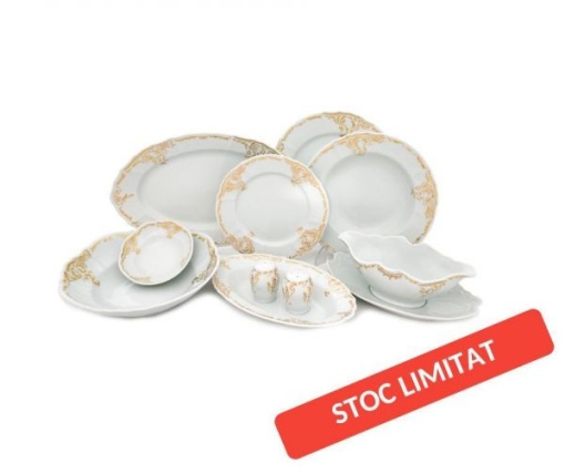 BERNADOTTE BAROC decor AUR Serviciu masa portelan Bohemia 12 persoane ( 44 piese )