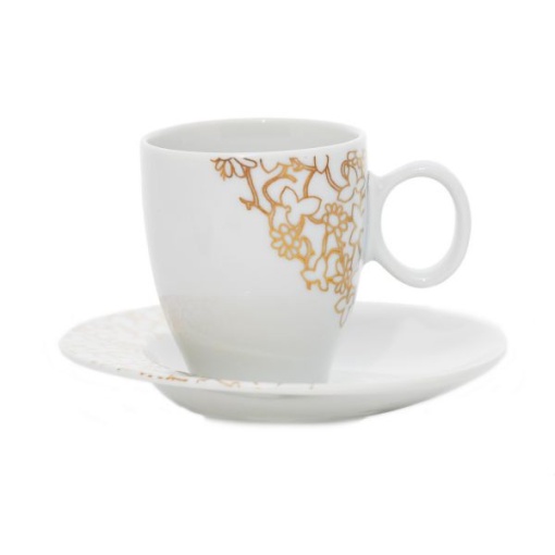 FUTURE FLORAL decor AUR Serviciu cafea portelan Bohemia 6 persoane 100 ml