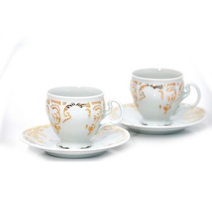 BERNADOTTE BAROC decor AUR Serviciu cafea portelan Bohemia 6 persoane 140 ml