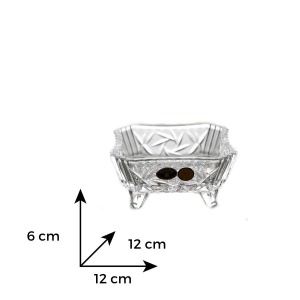 Bol patrat cristal Bohemia cu picioruse 12 cm - Img 3