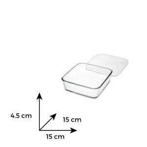 Caserola sticla termorezistenta patrata cu capac plastic 0.5 l - Img 3