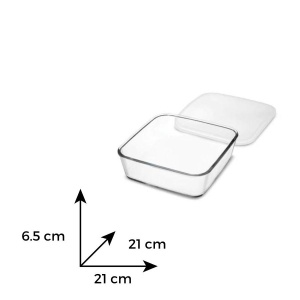 Caserola sticla termorezistenta patrata cu capac plastic 1.7 l - Img 3