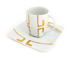 EYE model geometric decor AUR Serviciu cafea portelan Bohemia 6 persoane 90 ml