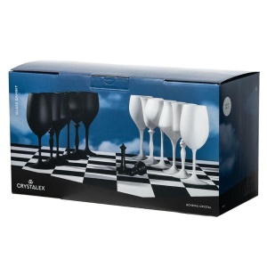 GAMBIT Set 6 pahare sticla cristalina vopsita ALB MAT - Img 8
