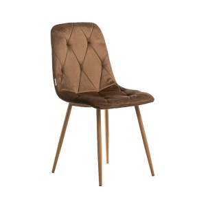 GOTEBORG Scaun dining catifea maro – picioare metalice aspect lemn - Img 2
