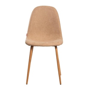 HELSINKI Scaun dining stofa bej – picioare metalice aspect lemn - Img 3