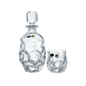 LUNAR Set 6 pahare si decantor cristal Bohemia whisky - Img 2
