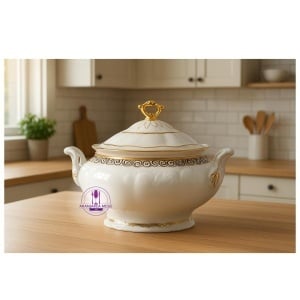 MARIE LOUISE decor AUR Supiera cu capac portelan Bohemia 3500 ml
