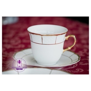 MENUET decor AUR Serviciu ceai / cappuccino portelan Bohemia 6 persoane 225 ml - Img 4