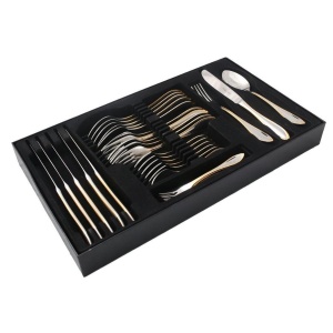 NOVARA decor AUR Set tacamuri inox 18/10 - 6 persoane (30 piese) - Img 1