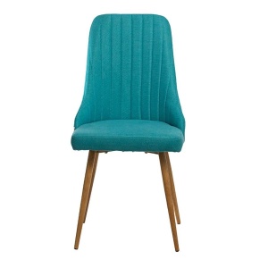 OSLO Scaun dining stofa verde turcoaz – picioare metalice aspect lemn - Img 2