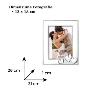 Rama Foto Argint Inimi 13×18 cm - cadou nunta verighete (52126-4L)