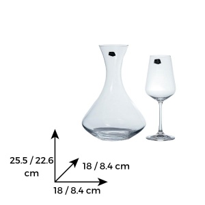 SANDRA Set 6 pahare si decantor sticla cristalina vin (350 ml + 1500 ml) - Img 4