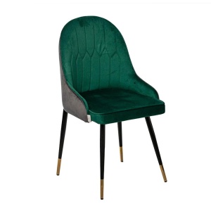 TREVISO Scaun dining catifea verde/gri – picioare metalice negre/aurii - Img 3