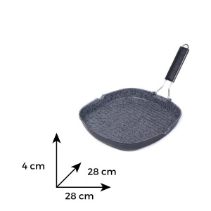 BACODA Tigaie grill aluminiu turnat inductie 28*28*4 cm - Img 4