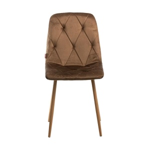 GOTEBORG Scaun dining catifea maro – picioare metalice aspect lemn - Img 3