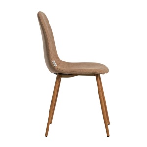 HELSINKI Scaun dining stofa bej – picioare metalice aspect lemn - Img 4