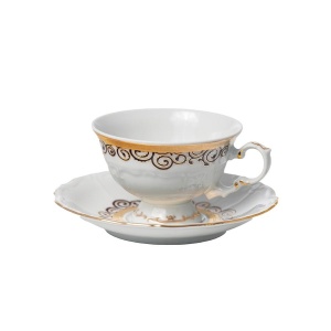 MARIE LOUISE decor AUR Serviciu ceai portelan Bohemia 6 persoane 230 ml - Img 2