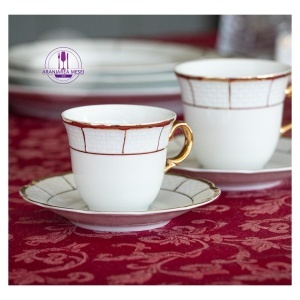 MENUET decor AUR Serviciu cafea portelan Bohemia 6 persoane 145 ml - Img 3