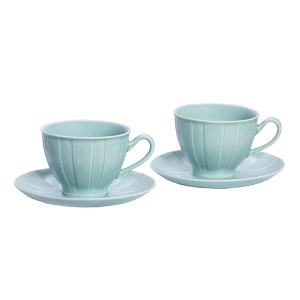 OCTAVIA MINT - Serviciu de ceai-cafea portelan (6 persoane - 12 piese) (OMSC-12)