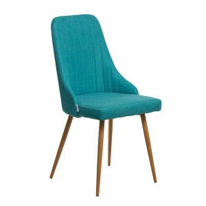 OSLO Scaun dining stofa verde turcoaz – picioare metalice aspect lemn - Img 3