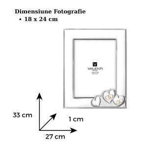 Rama Foto Argint "Inimi" 18×24 cm - cadou aniversare 50 Ani Casatorie (52128-5L)