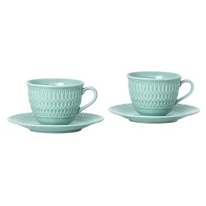 SOFIA AZURE - Serviciu de ceai - cafea portelan (6 persoane - 12 piese) (SASCF-12)