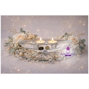 Suport lumanare decor "BARCA" cristal Bohemia 22 cm