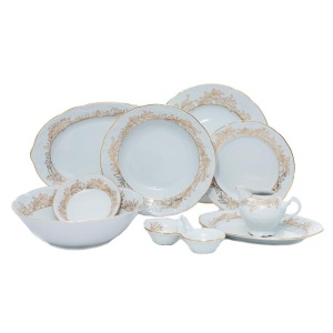 TULIP decor AUR Serviciu masa portelan Bohemia 12 persoane ( 44 piese )