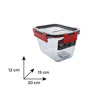 Vas termorezistent rectangular cu capac plastic CLICK 1.35 L - Img 3
