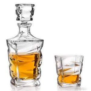 ZIG ZAG Set 6 pahare si decantor cristal Bohemia whisky - Img 4