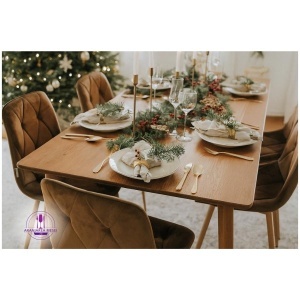 GOTEBORG Scaun dining catifea maro – picioare metalice aspect lemn