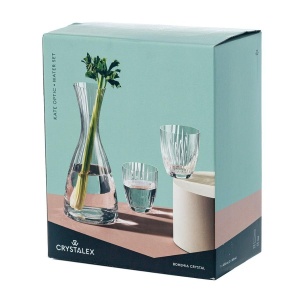KATE OPTIC Set 2 pahare si decantor sticla cristalina limonada (300 ml + 1200 ml) - Img 6