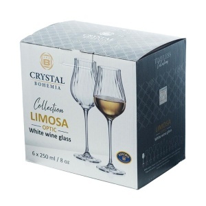 LIMOSA OPTIC Set 6 pahare sticla cristalina Bohemia vin 250 ml - Img 4