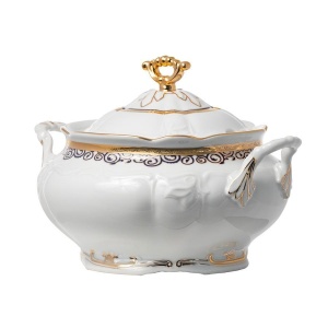 MARIE LOUISE decor AUR Supiera cu capac portelan Bohemia 3500 ml - Img 2