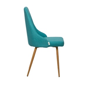 OSLO Scaun dining stofa verde turcoaz – picioare metalice aspect lemn - Img 4