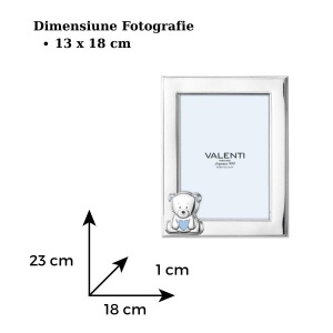 Rama foto Argint Bebe 13x18 cm Ursuleti Inimioara Albastru (73182-4LC)