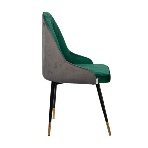 TREVISO Scaun dining catifea verde/gri – picioare metalice negre/aurii - Img 5