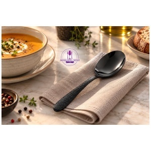 VENUS Tacamuri inox 18-0 NEGRU  (Set 4 persoane - 16 piese)  (B1410-16-BK)