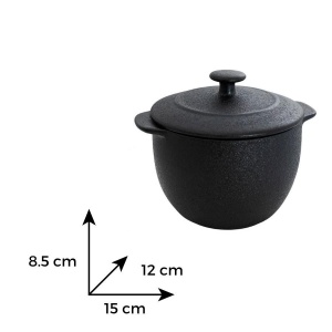 VOLCANO Vas ceramica termorezistenta rotund cu capac 15*12*8.5 cm - Img 3