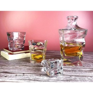 ZIG ZAG Set 6 pahare si decantor cristal Bohemia whisky - Img 5