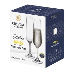APUS Set 6 pahare sticla cristalina Bohemia sampanie flute 200 ml - Img 5